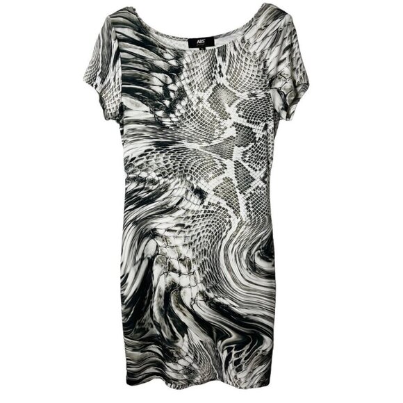 ABS Allen Schwartz Dresses & Skirts - ABS by Allen Schwartz Women's Snake Skin Print Dress S Gray Sheath Short Sleeve